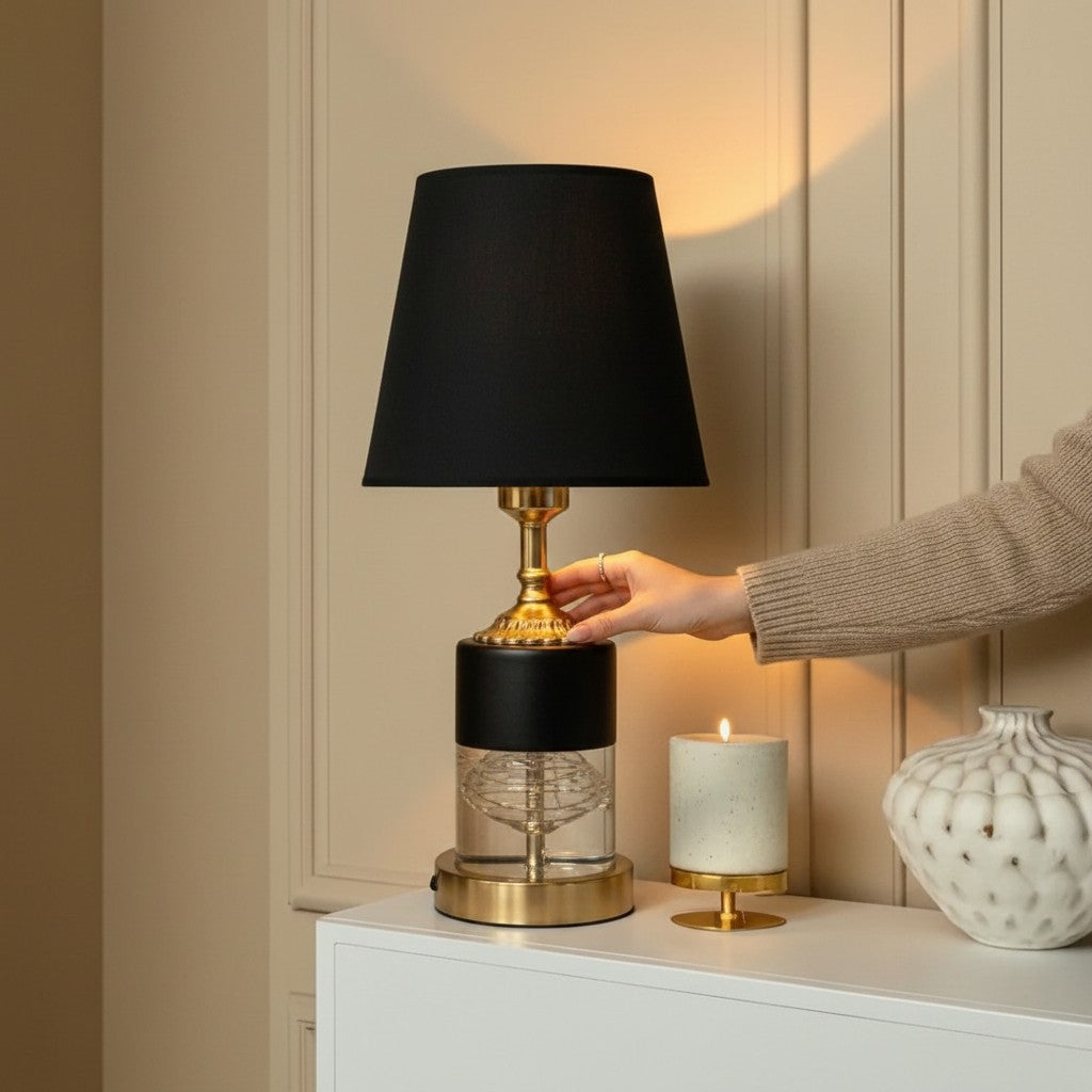 Oslo Weighted Brasso Glass Table Lamp