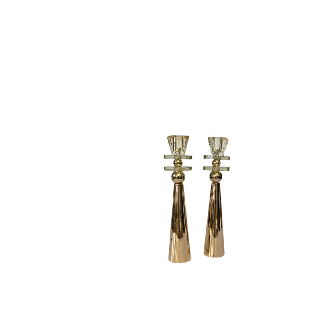 Elegant Metallic & Crystal Candle Stand