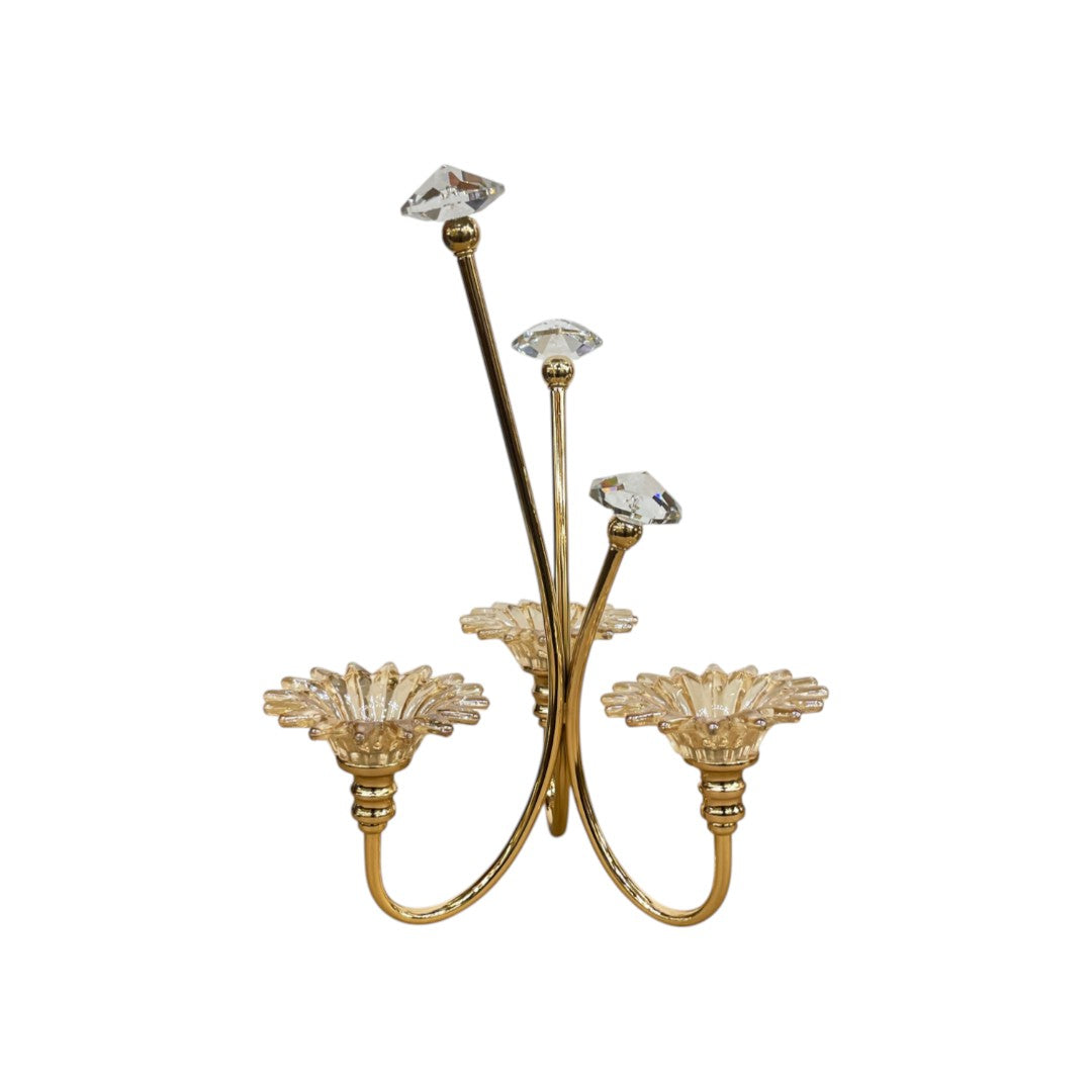 Divine Glow Metal & Crystal Candle Stand
