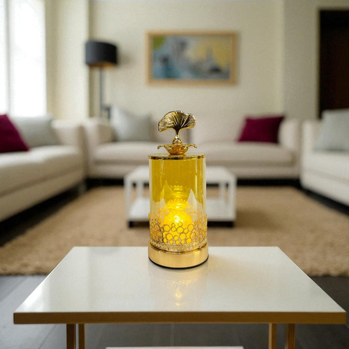 Brass Gold Glass Metallic Candle Stand