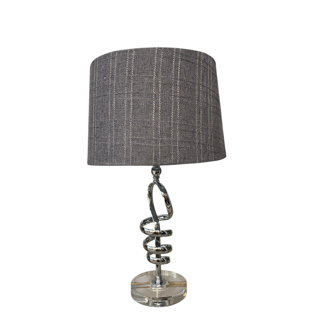 Modern Chrome Twist Table Lamp with Crystal Base
