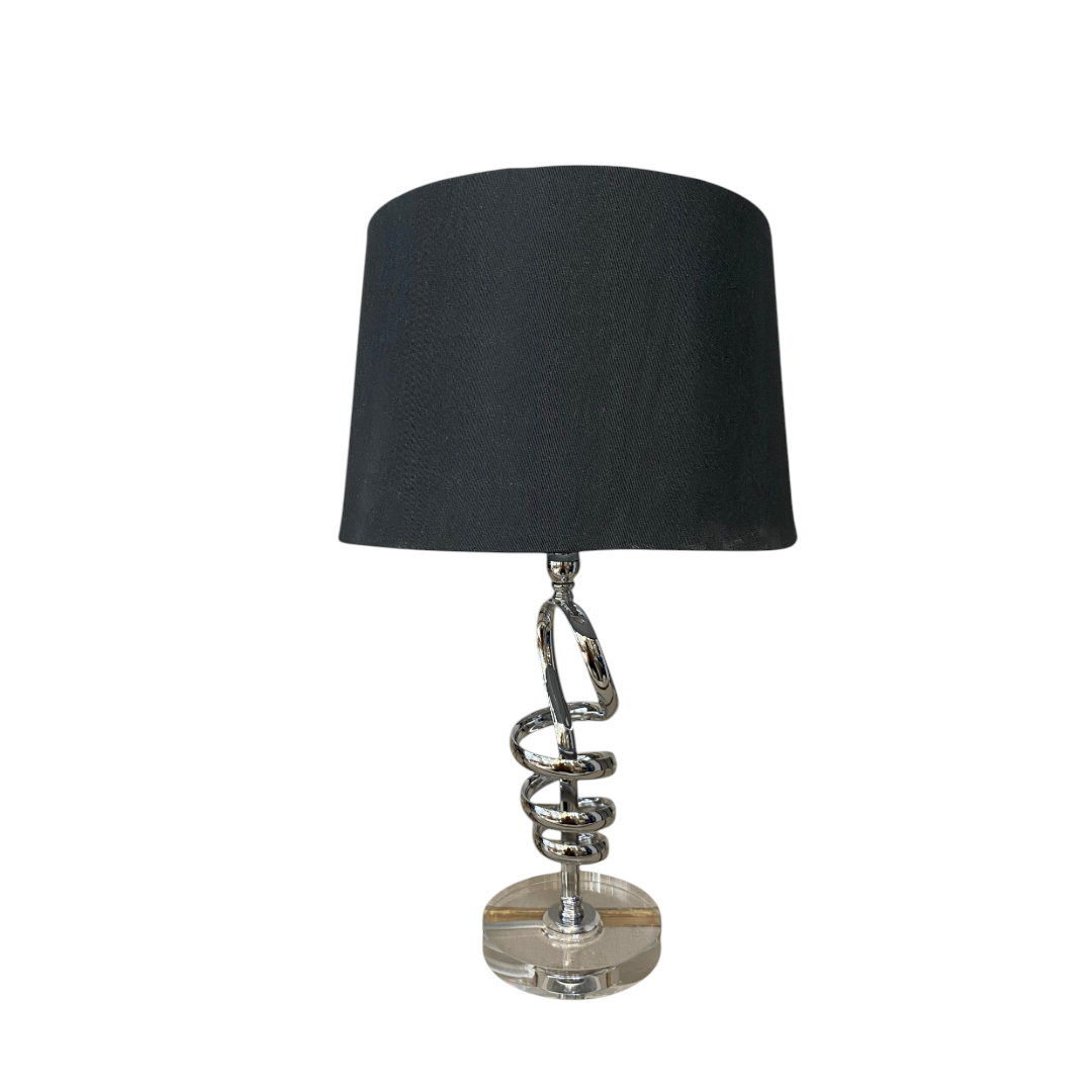 Modern Chrome Twist Table Lamp with Crystal Base