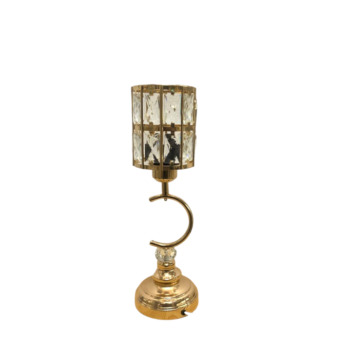 Modern Metallic LED Side Table Lamp with Crystal Accents