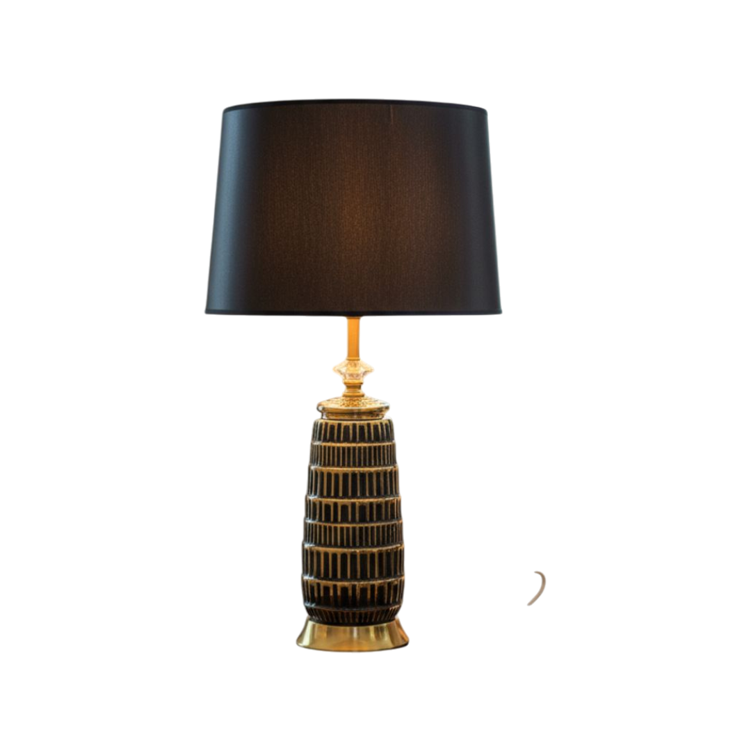 Black-Gold Textured Ceramic Lamp