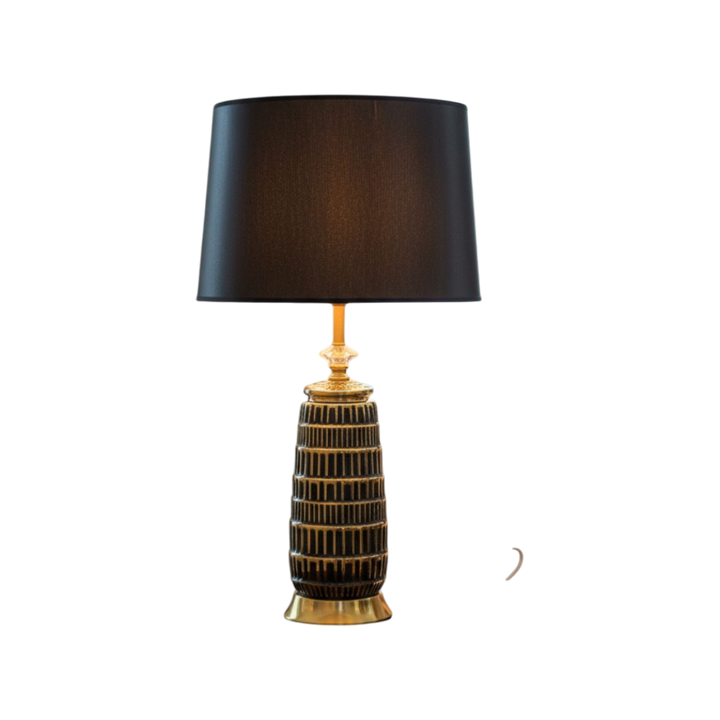 Black-Gold Textured Ceramic Lamp