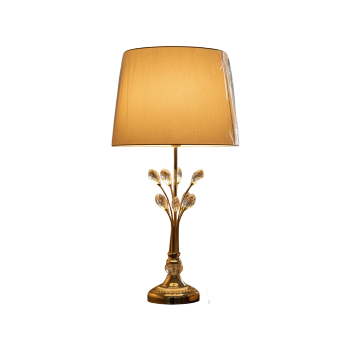 Modern Metallic Side Table Lamp with Crystal Accents
