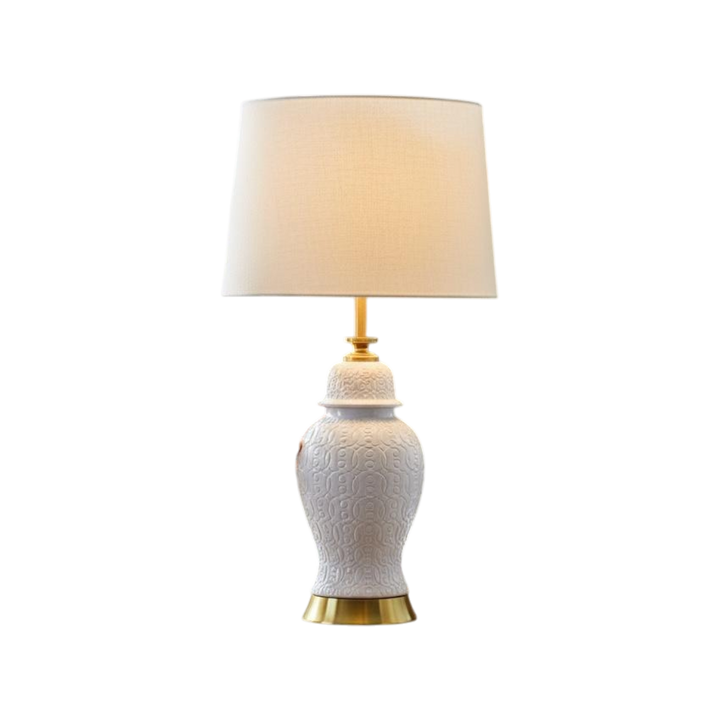 Embossed White Porcelain Table Lamp