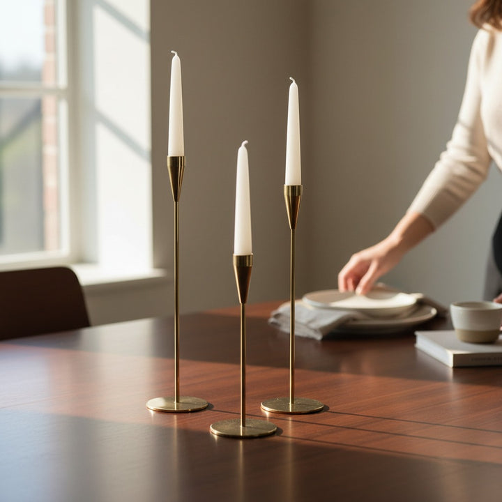 Luxury Gold Metallic Candle Stand Set