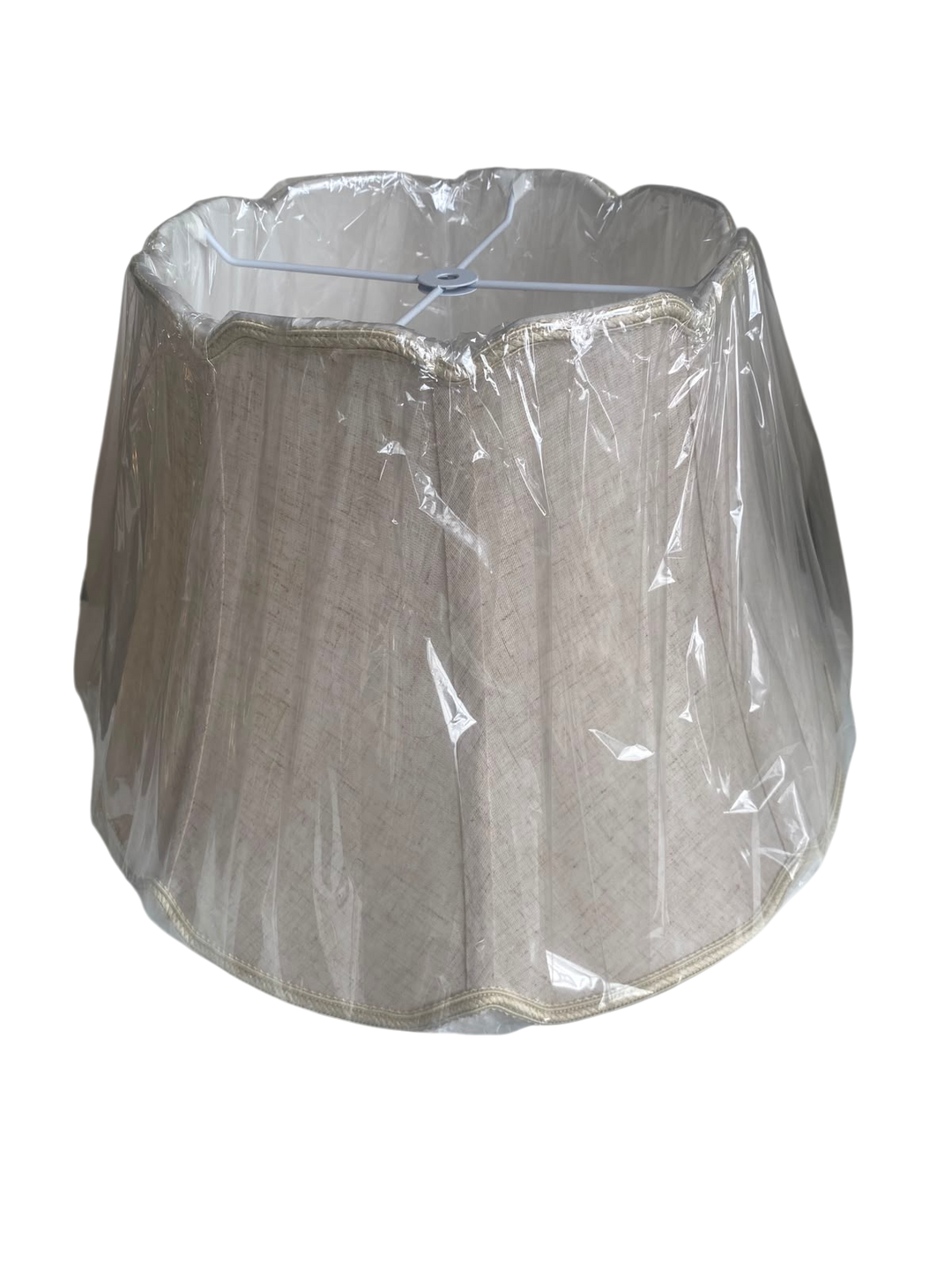 Scalloped Linen Fabric Lampshade Pair