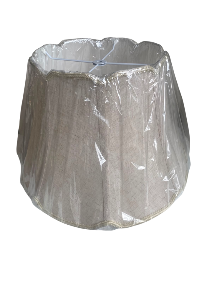 Scalloped Linen Fabric Lampshade Pair