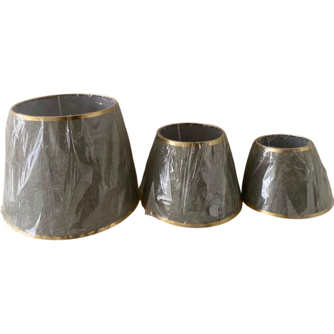 Minimalist Grey Fabric Lampshade Pair