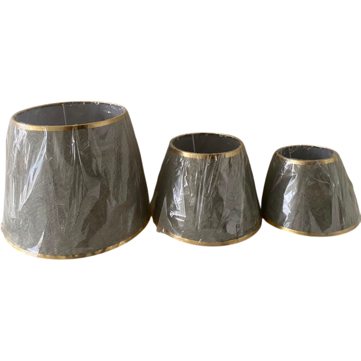 Minimalist Grey Fabric Lampshade Pair