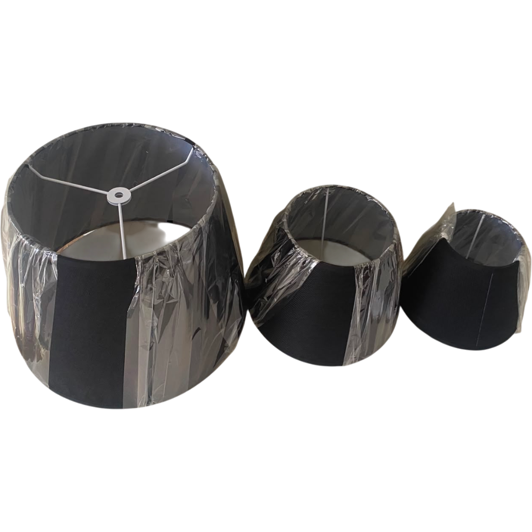 Black Linen Fabric Lampshade pair