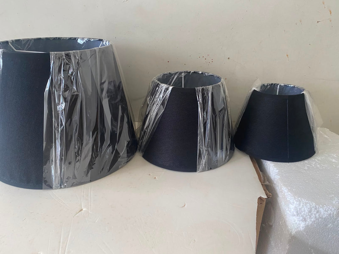 Black Linen Fabric Lampshade pair