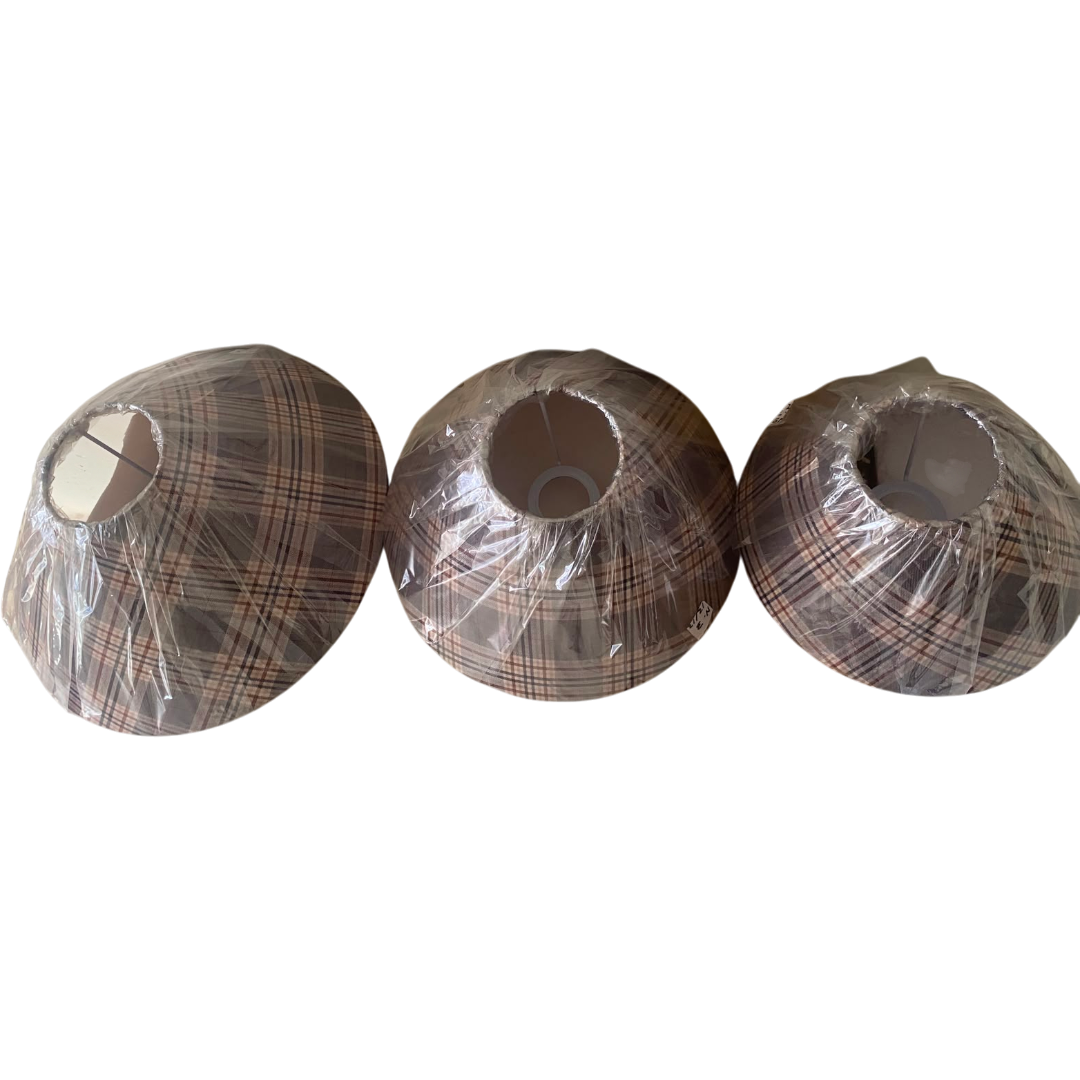 Plaid Fabric Umbrella Lampshade pair