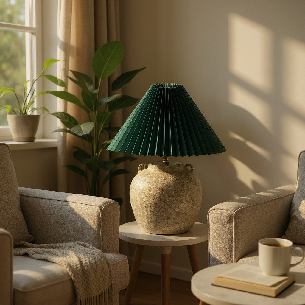 Organic Bulged Pot Ceramic Table Lamp