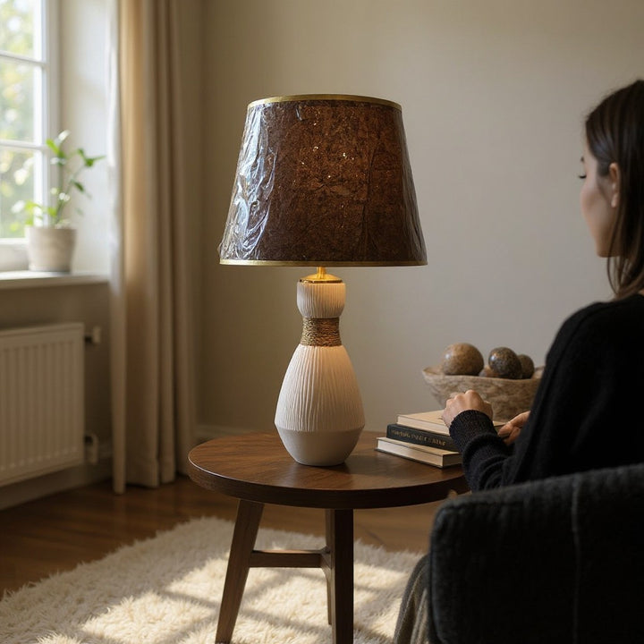 Modern Ribbed Textured Ceramic Table Lamp
