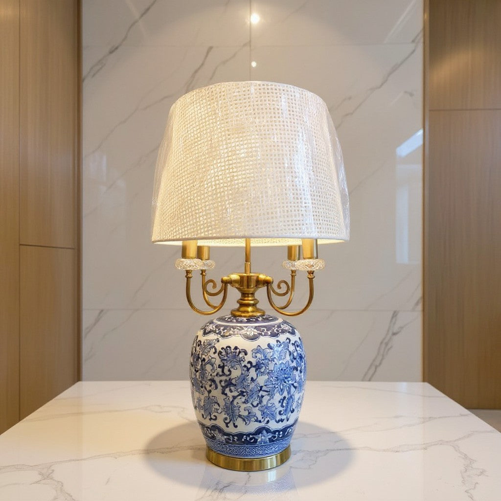 Original Blue Pottery Porcelain Table Lamp