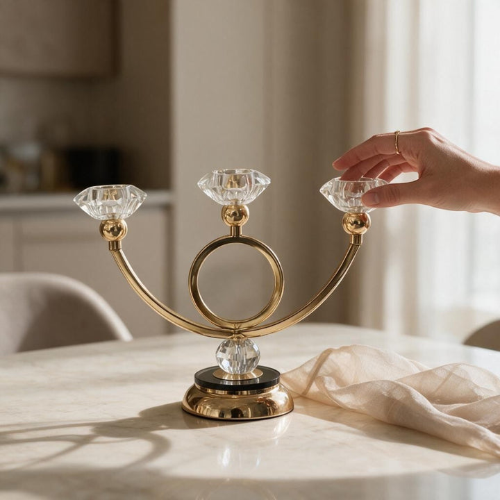 Luxury Gold Crystal Candle Holder
