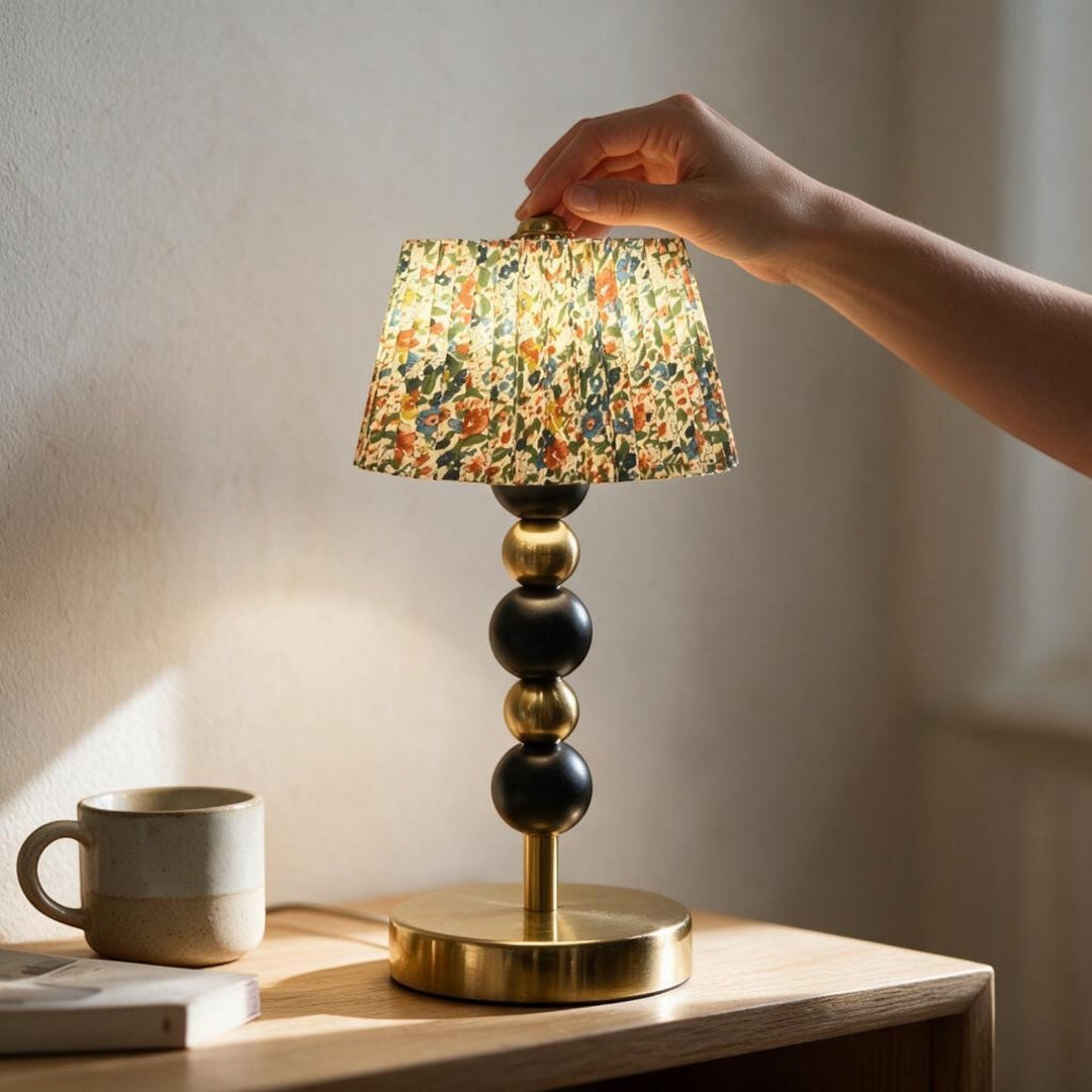Elegant Gold & Black Touch Table Lamp – Linen or Pleated Shade (Pair)