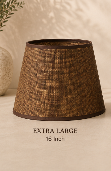 Brown Woven Fabric Lampshade pair