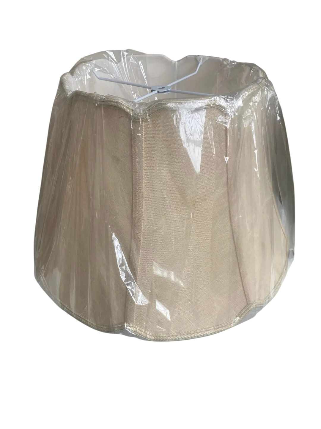 Cream Scalloped Fabric Lampshade Pair