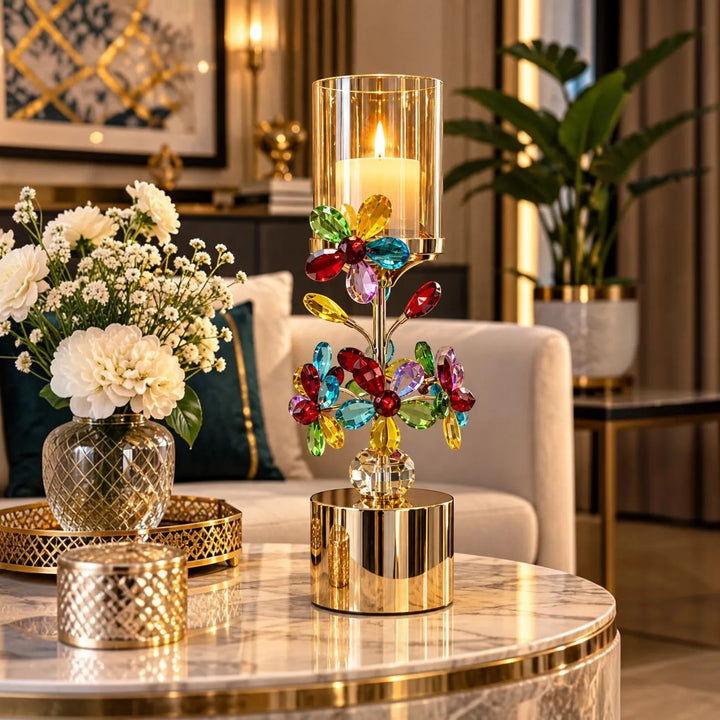 Luxury Crystal Floral Candle Holders