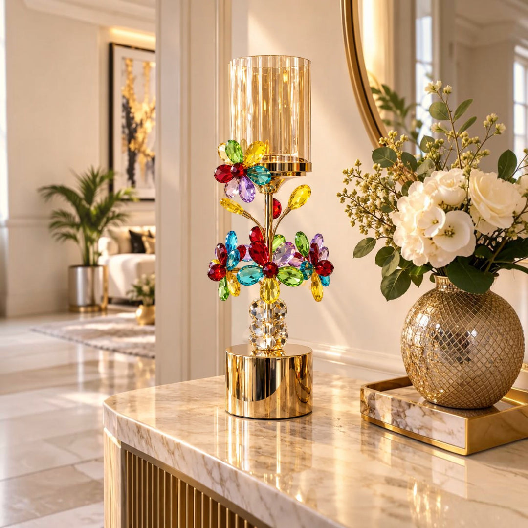 Luxury Crystal Floral Candle Holders