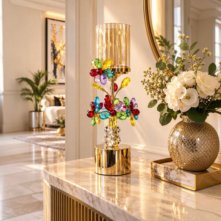 Luxury Crystal Floral Candle Holders