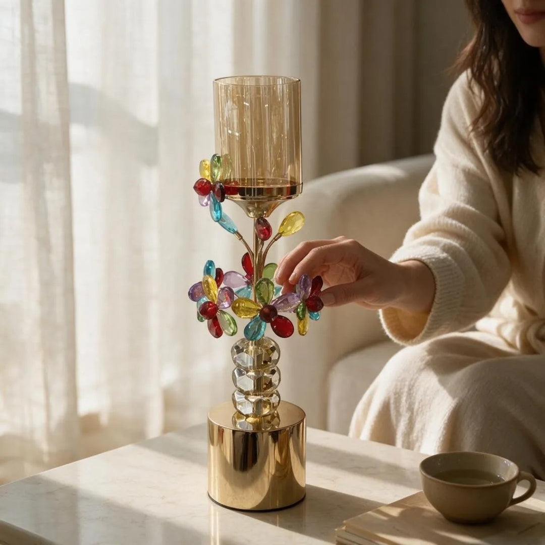 Luxury Crystal Floral Candle Holders