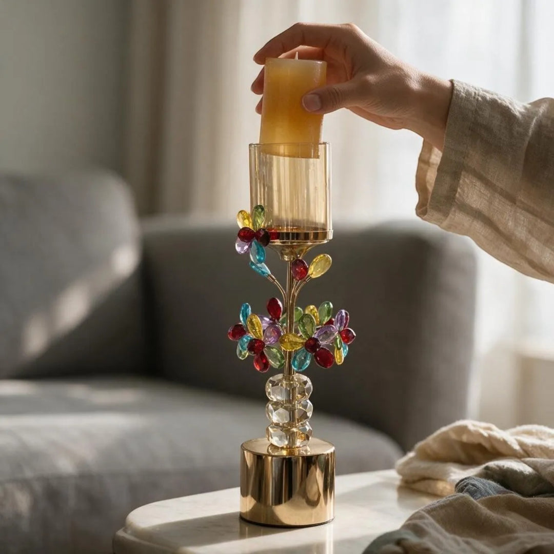 Luxury Crystal Floral Candle Holders