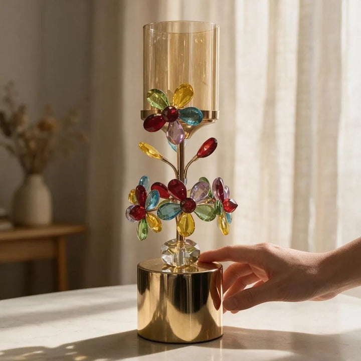 Luxury Crystal Floral Candle Holders