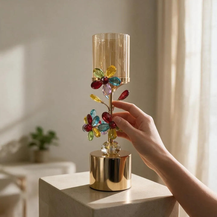 Luxury Crystal Floral Candle Holders