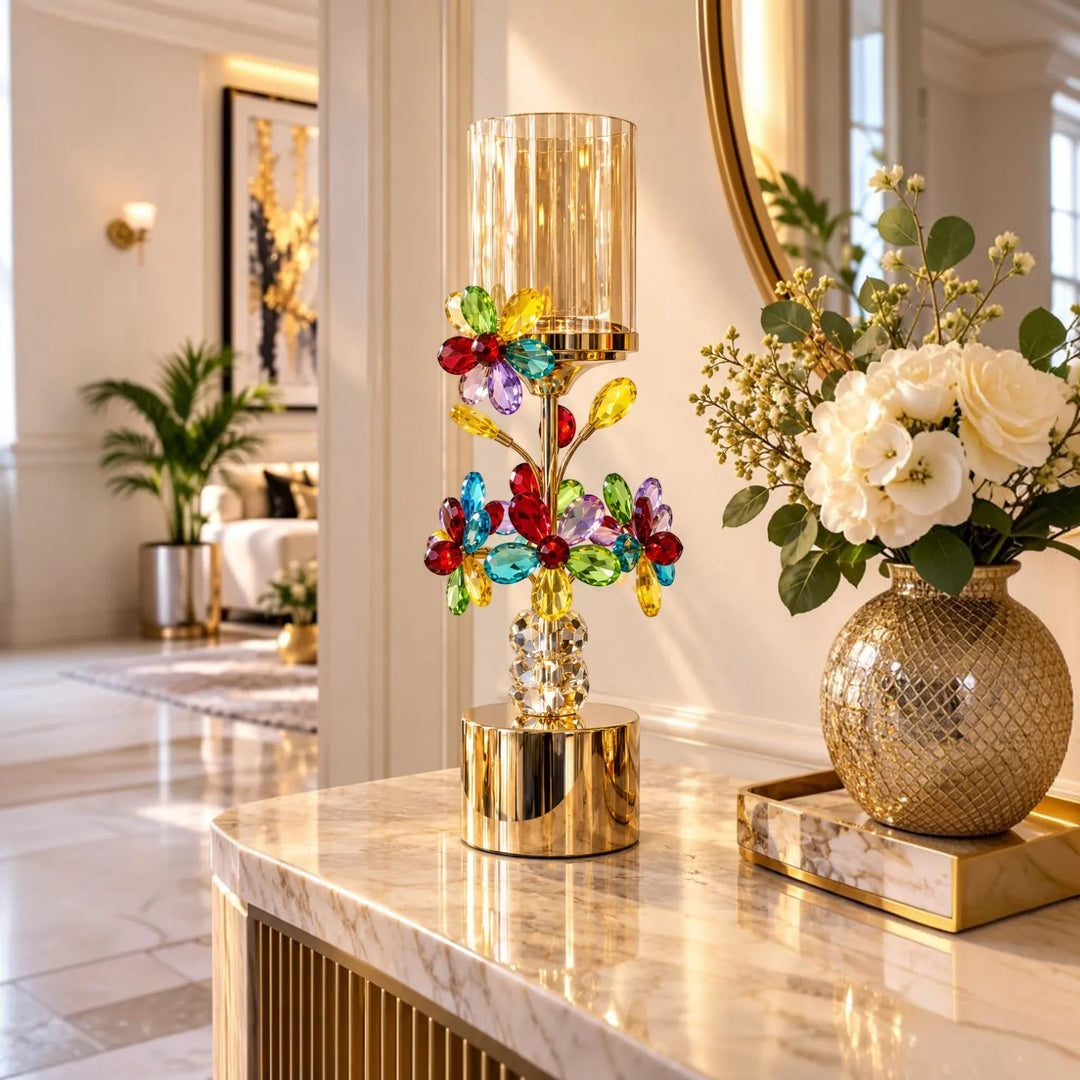 Luxury Crystal Floral Candle Holders