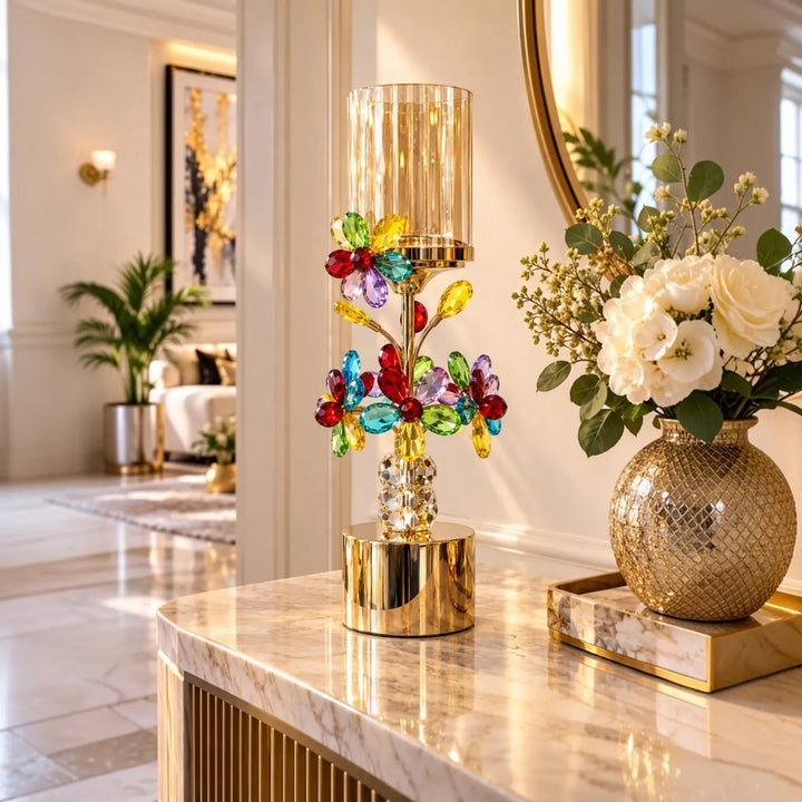 Luxury Crystal Floral Candle Holders