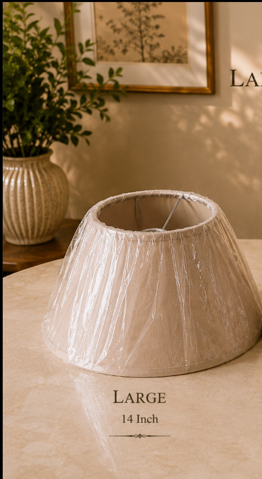Beige Fabric Umbrella Lampshade pair