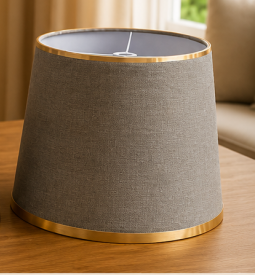 Minimalist Grey Fabric Lampshade Pair
