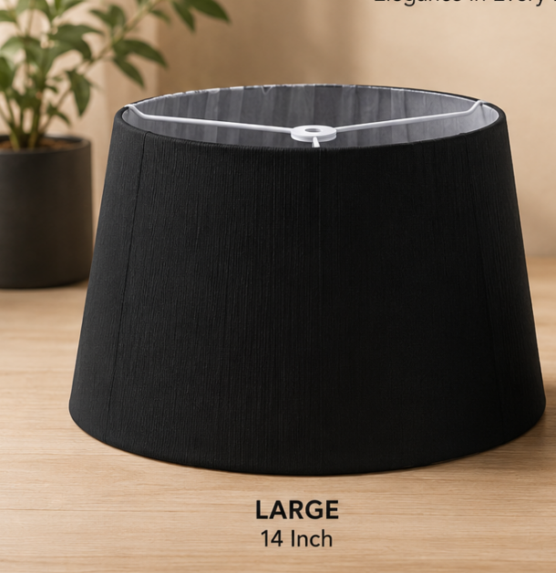 Black Linen Fabric Lampshade pair