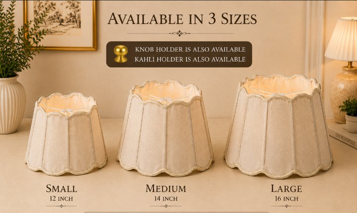 Cream Scalloped Fabric Lampshade Pair