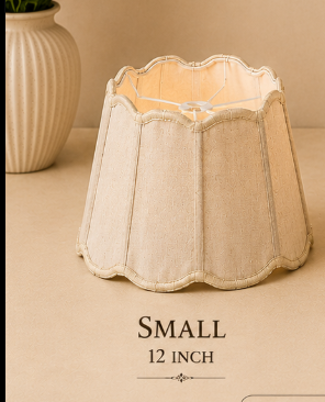 Cream Scalloped Fabric Lampshade Pair