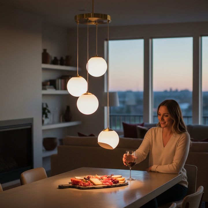 Luna Orbit Glass Bowl Chandelier