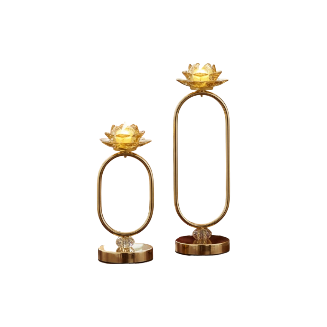 Elegance Crystal & Gold Metallic Candle Holder