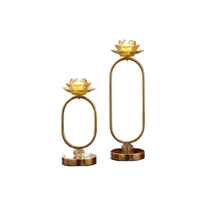 Elegance Crystal & Gold Metallic Candle Holder