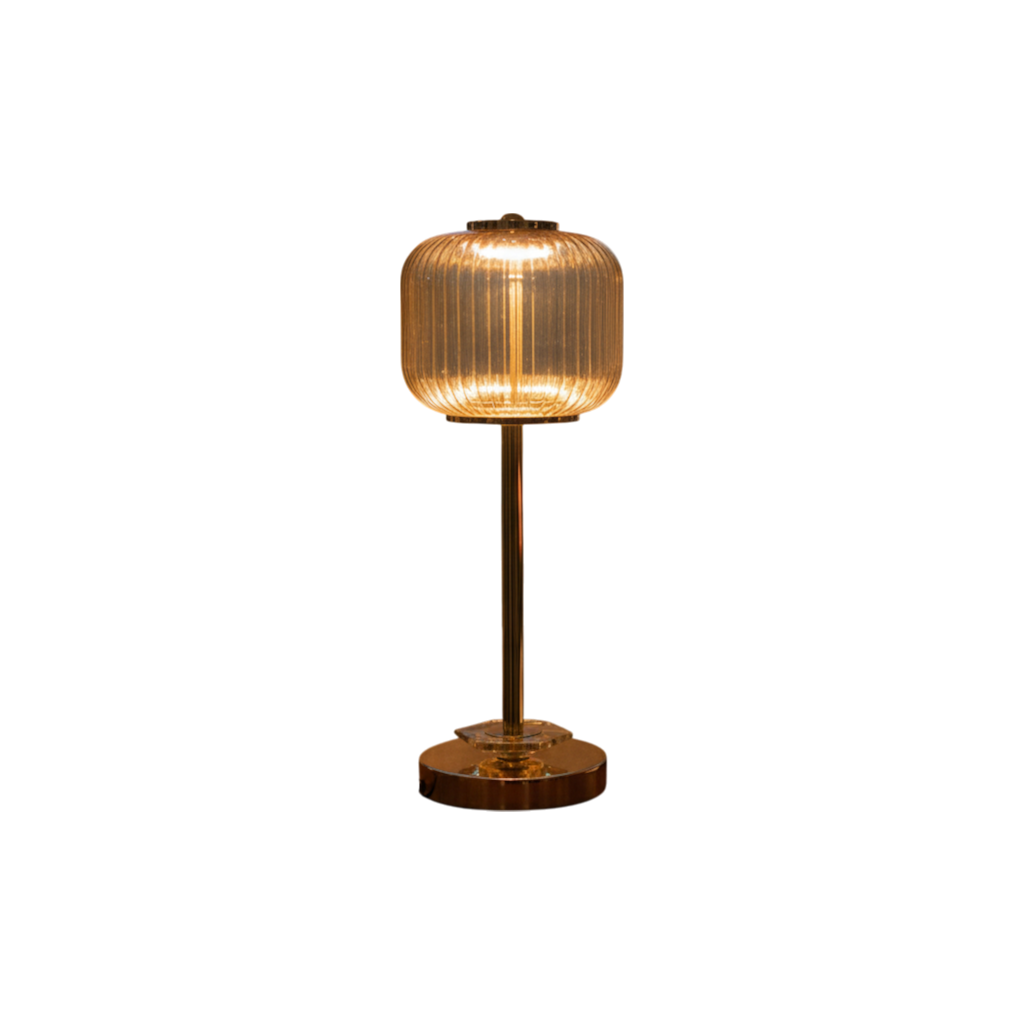 Aurora Luxe Brass LED Table Lamp with Artistic Glass Top
