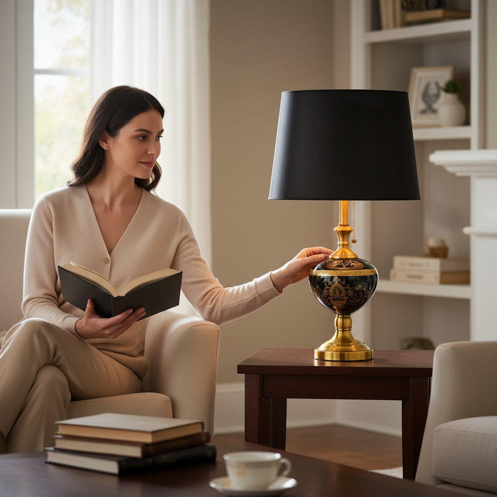 Luna Versace Pearl Black Glass Table Lamp