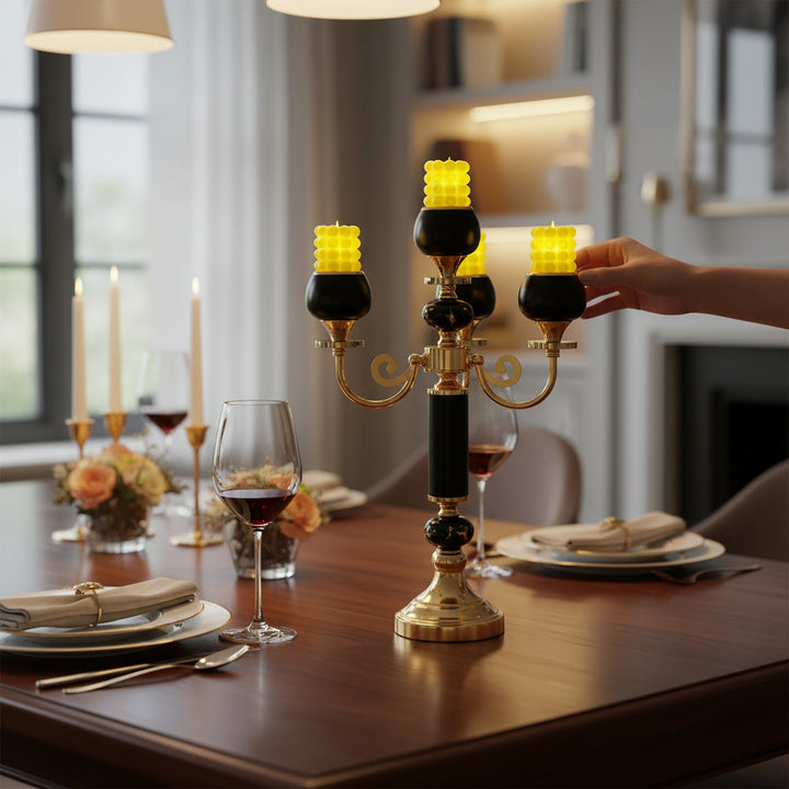 Imperial Black-Gold Flame Holder