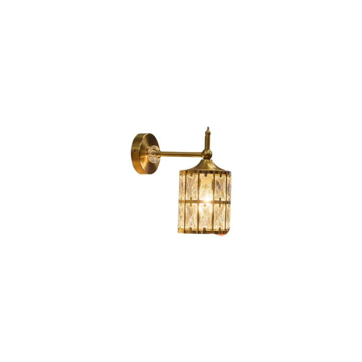 Modern Brass Coated Wall Light with Crystal Glass Design