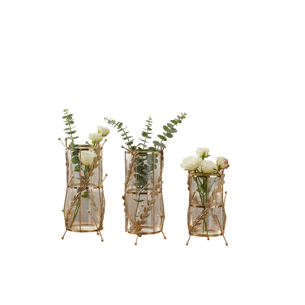 Golden Halo Geometric Candle Holders