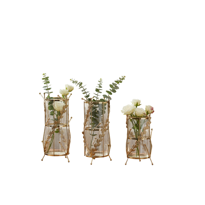 Golden Halo Geometric Candle Holders