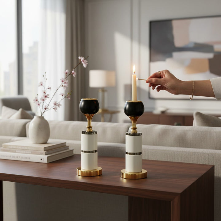 Château Glow Crystal & Brass Candle Pillar
